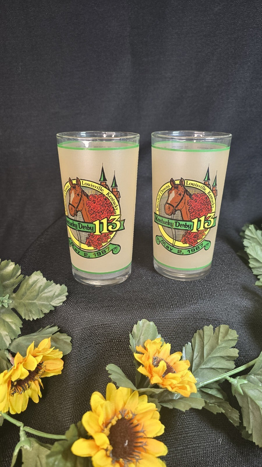 1987 KENTUCKY DERBY Mint Julep Glass CHURCHILL DOWNS HORSE RACING Race DRINKING
