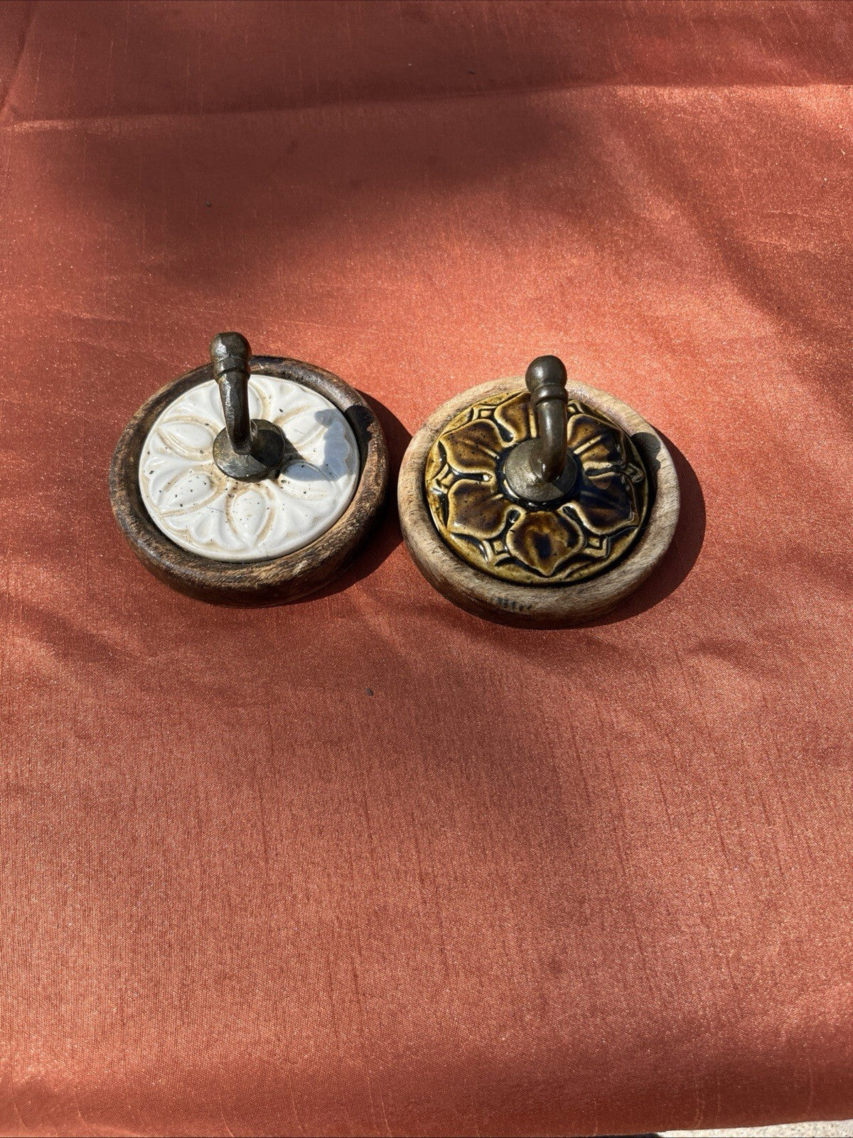 Metal Kitchen/Bathroom Hooks. Wooden Backs