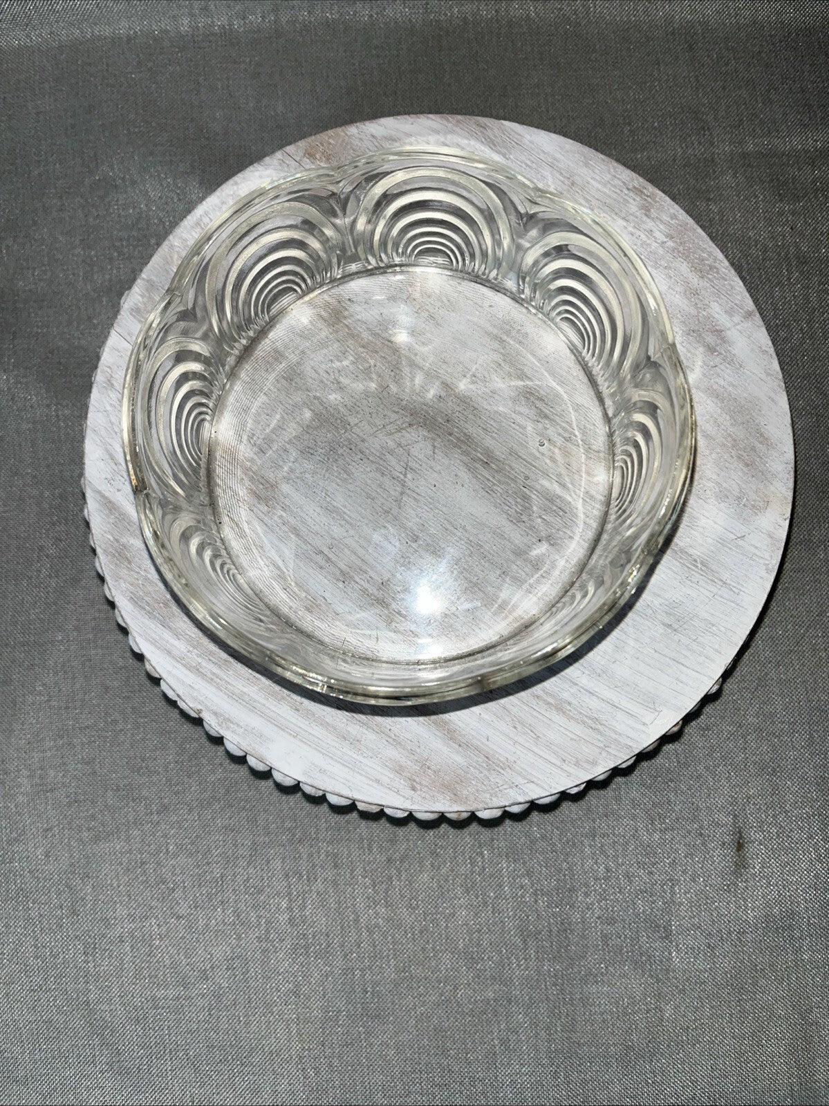 VINTAGE ART DECO GLASS SMALL TRIFLE JELLOW SALAD SERVING BOWL 6” CLEAR