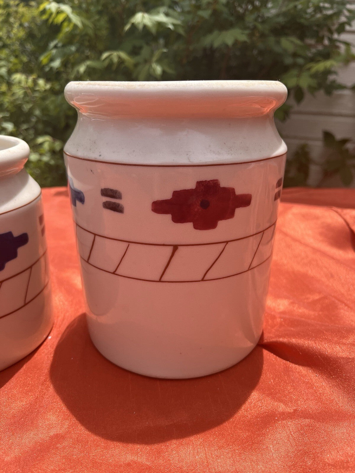 Hartstone USA 1983 Canister Set No Lids Cheyenne Print 2 Canisters