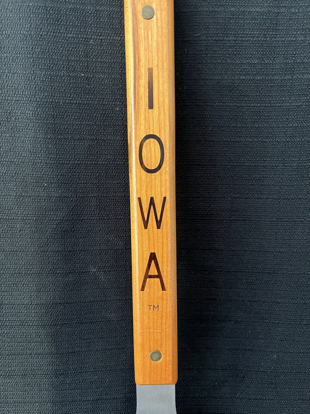 The Sportula IOWA HAWKEYES Metal Grill Spatula W/Wooden Handle 18”X4”. NEW
