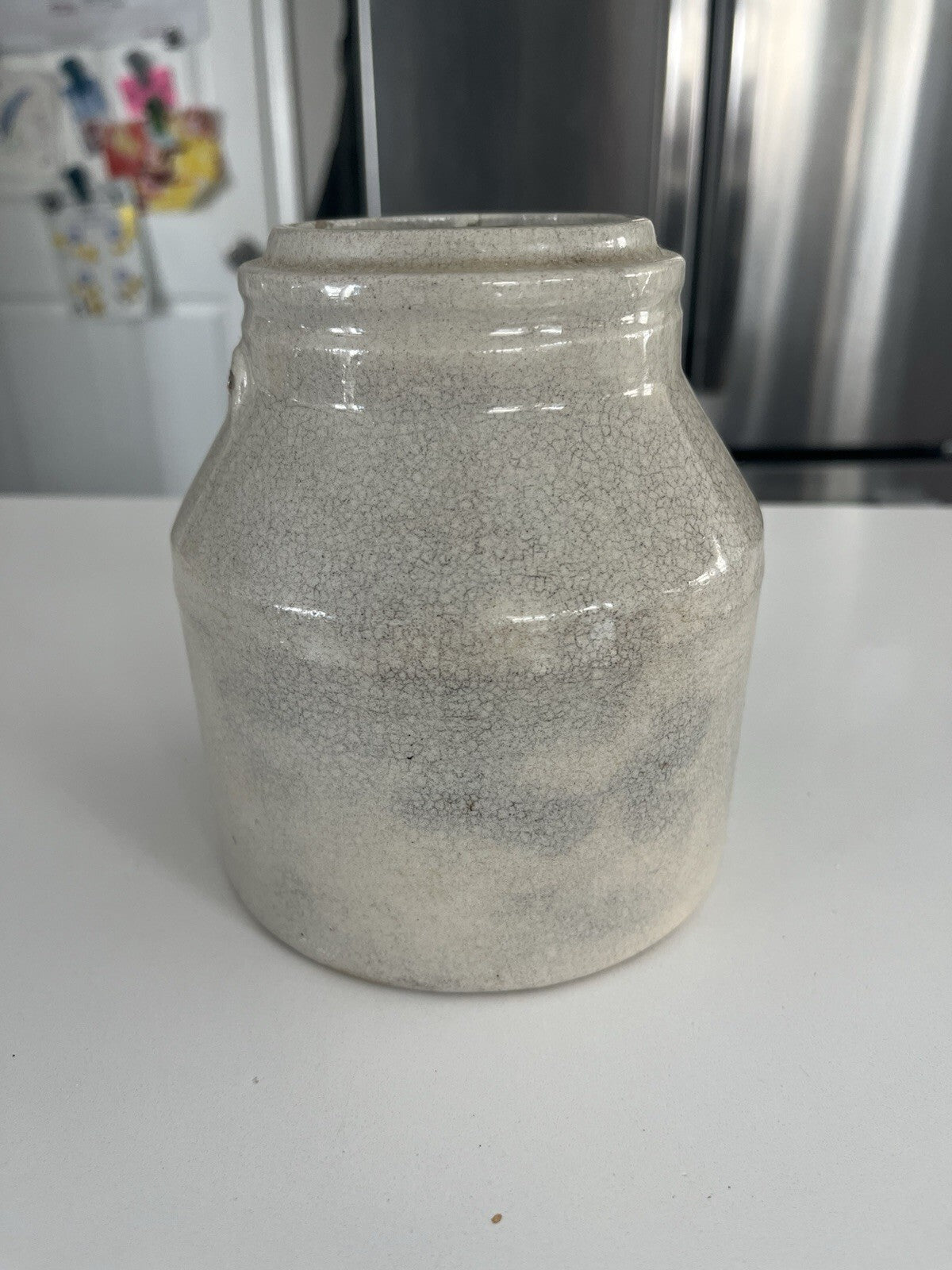 Antique Stoneware Crock / Pail ..Gray/cream. No Lid