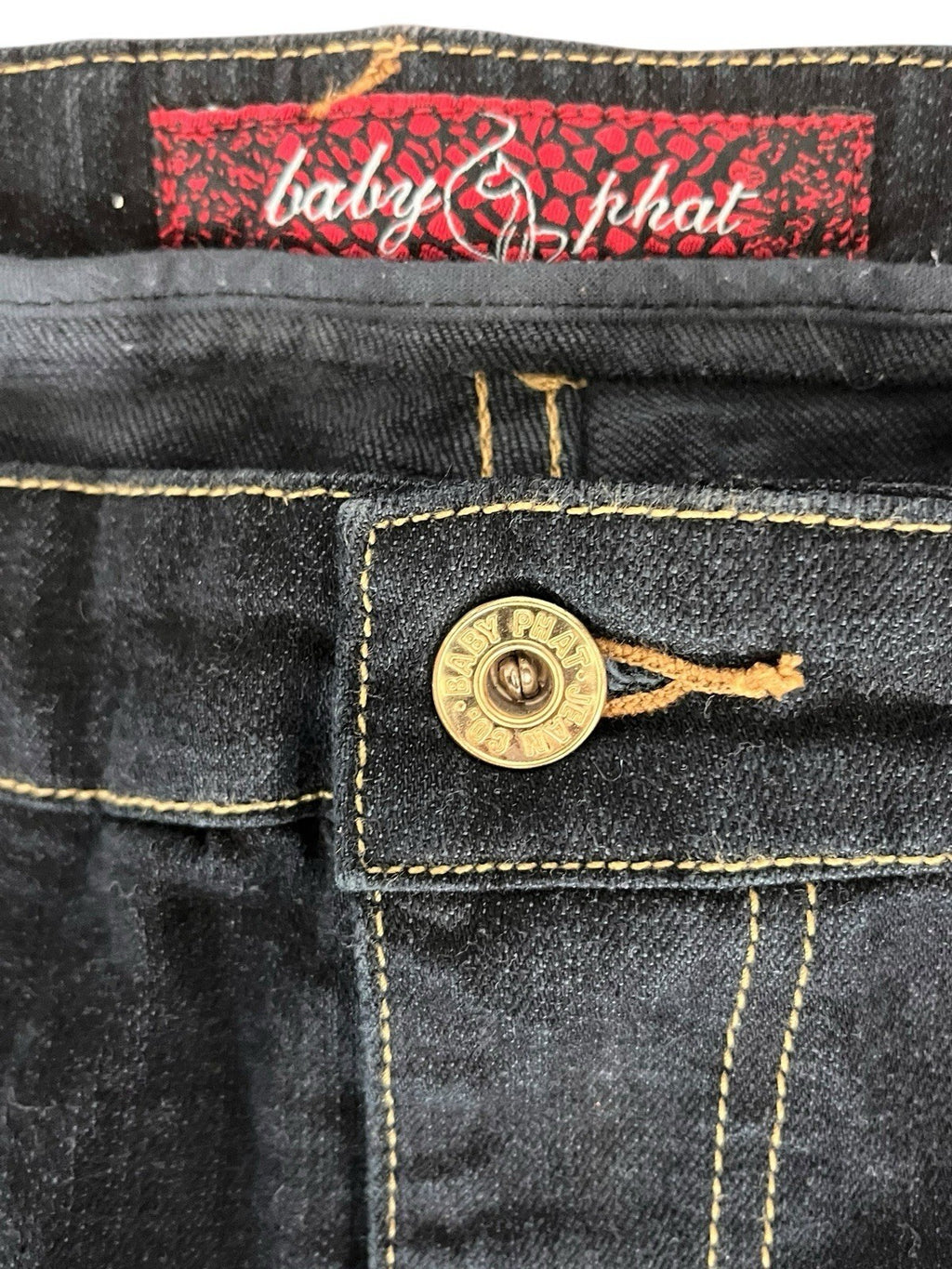 Baby Phat Cuffed Cropped Gold Logo Capri Pants Vintage Women’s Size 22 Jeans