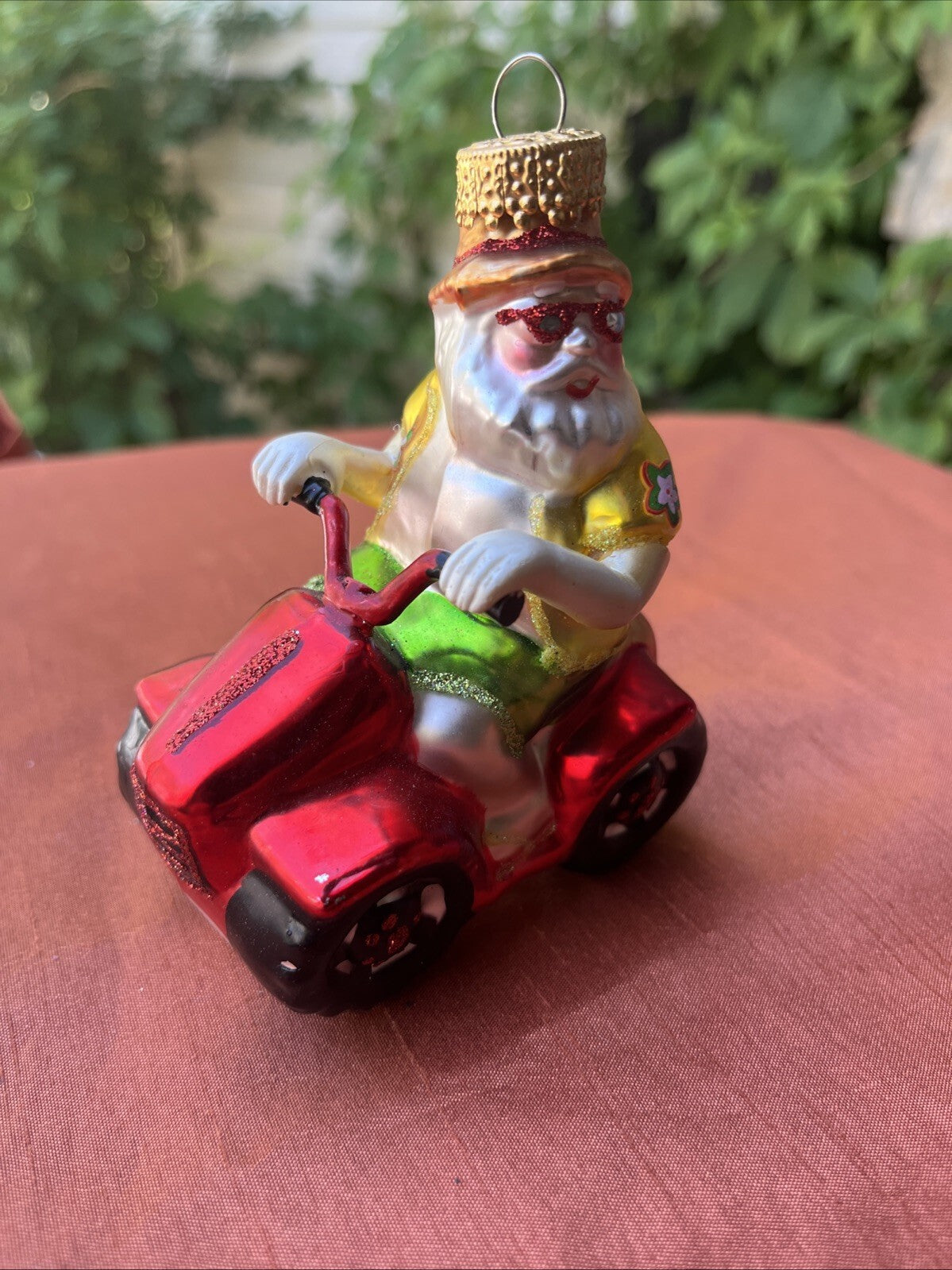 Vintage Glass Blown Ornament Santa Clause Tropical