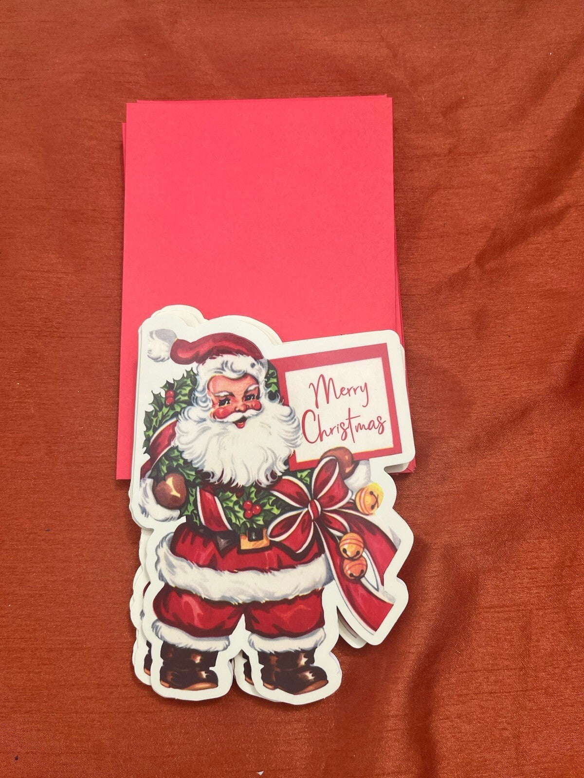 NIB  9 Die Cut VINTAGE SANTA CLAUS Merry Christmas Cards Tina Higgins Design