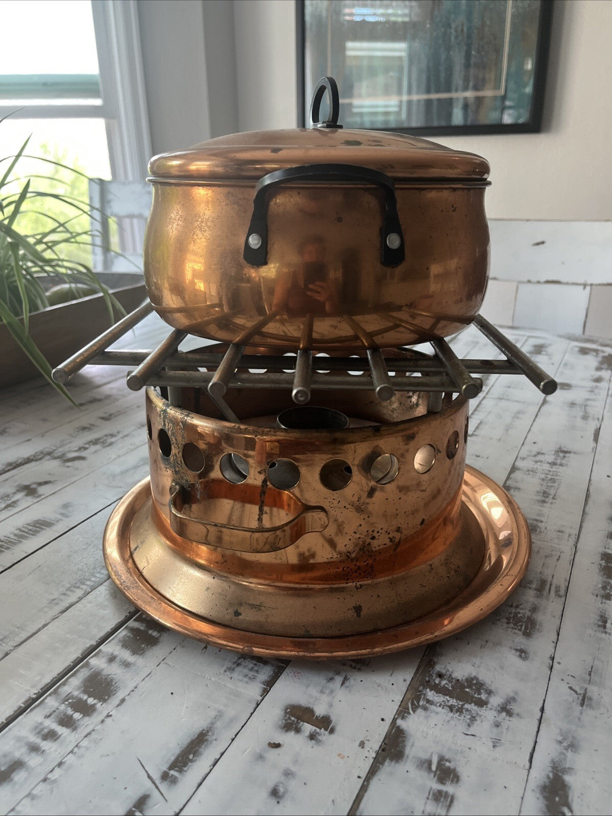Spring Switzerland Copper Flambe. Missing Few Parts. Smll Dent