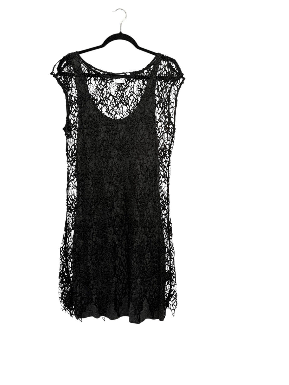 HD in Paris Anthropologie Black Sleeveless Lace Shift Mini Dress Size 12