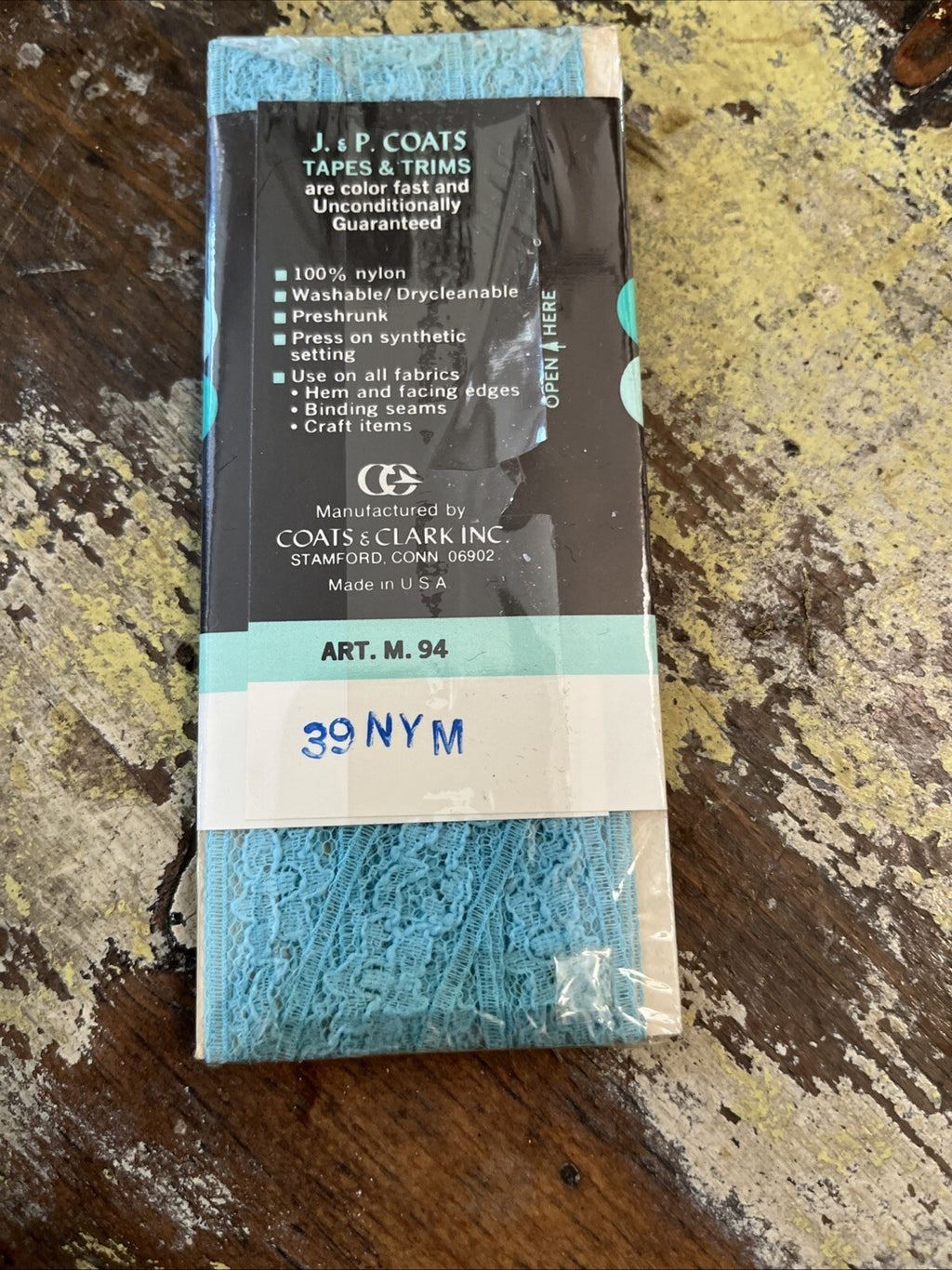 J & P Coats Stretch Seam Binding 3/4" wide 190 CRUISE BLUE .3 Yards VTG Some Opn