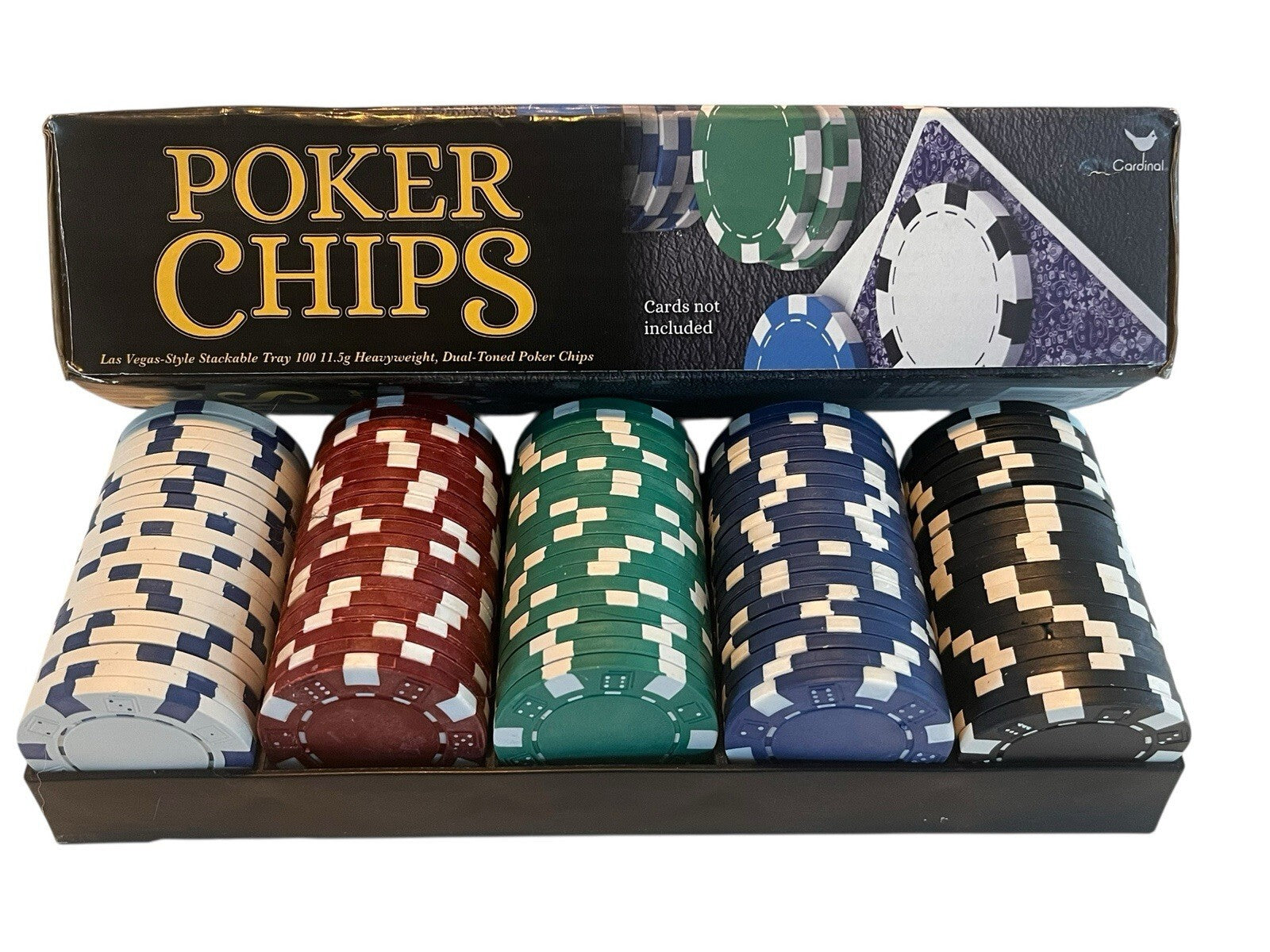 NIB Poker Chips Las Vegas Style Stackable Tray 100 11.5g Heavy Weight NEW