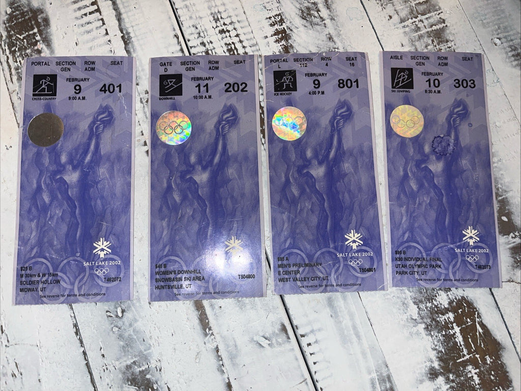 2002 Salt Lake Olympics Tickets. 4 Different Events. ***imperfections On Tickets