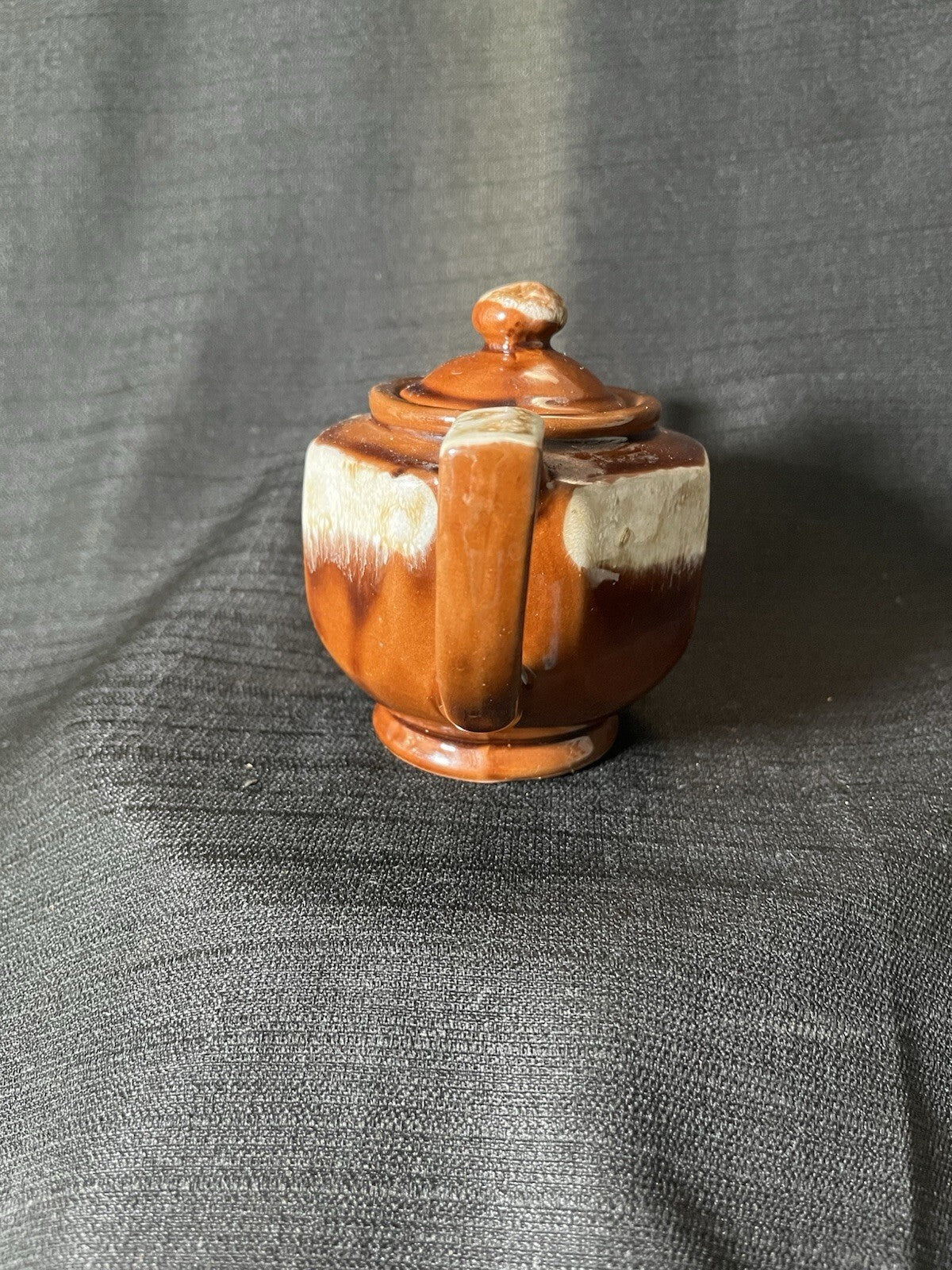 Vintage Pottery Tea Pot With Lid Brown Drip Glazed Home Decor Collectible