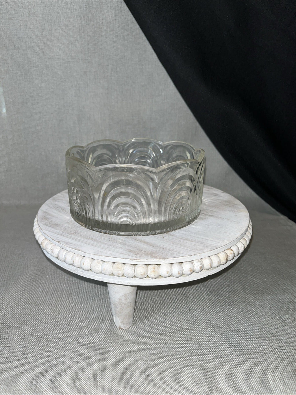 VINTAGE ART DECO GLASS SMALL TRIFLE JELLOW SALAD SERVING BOWL 6” CLEAR