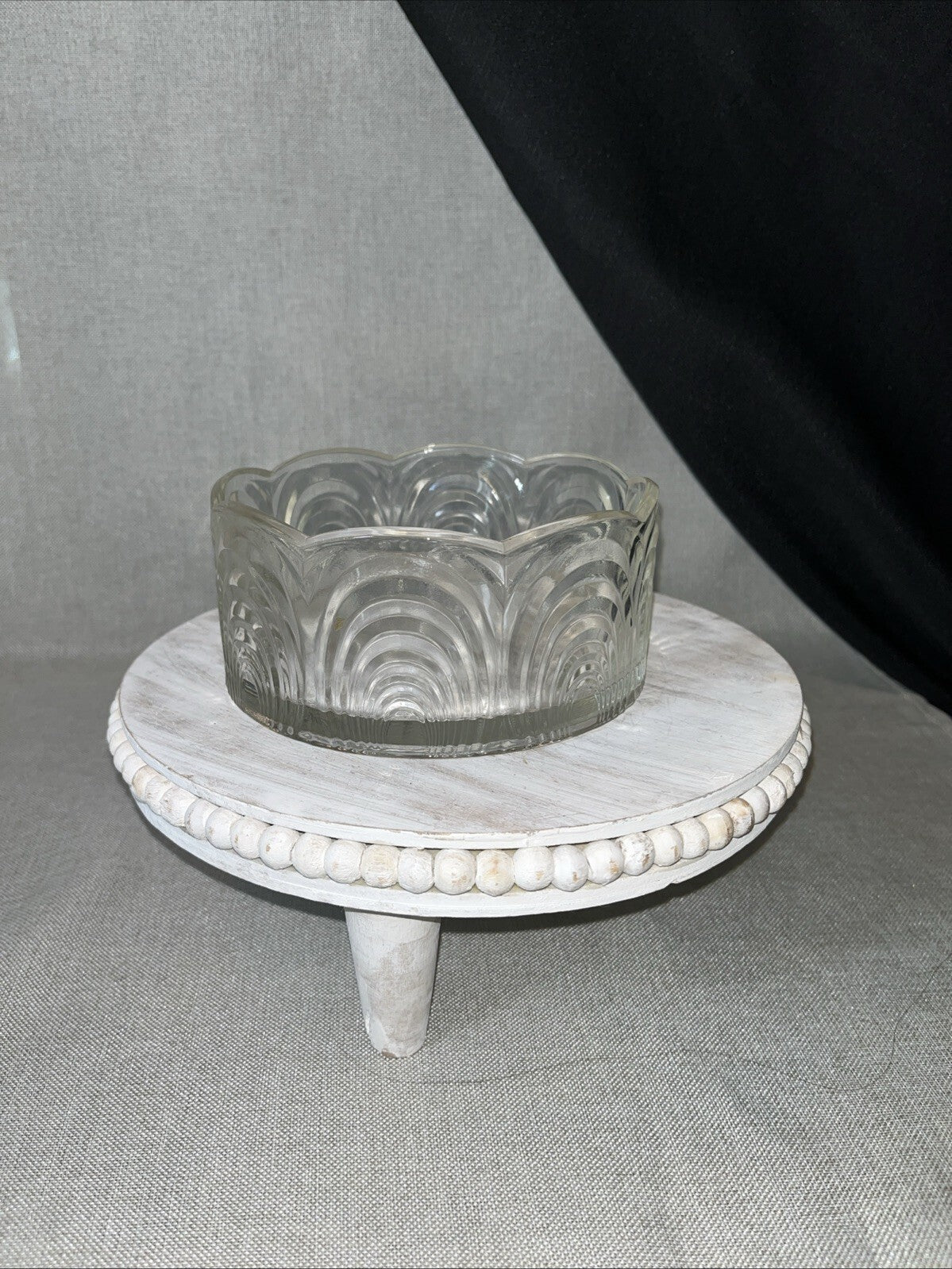 VINTAGE ART DECO GLASS SMALL TRIFLE JELLOW SALAD SERVING BOWL 6” CLEAR