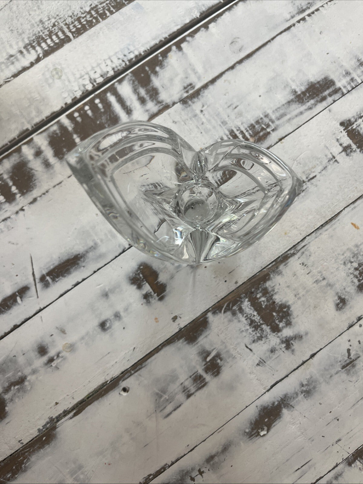 Vintage Mikasa Lead Crystal Clear Candle Holder Art Deco Style Germany 5.5"