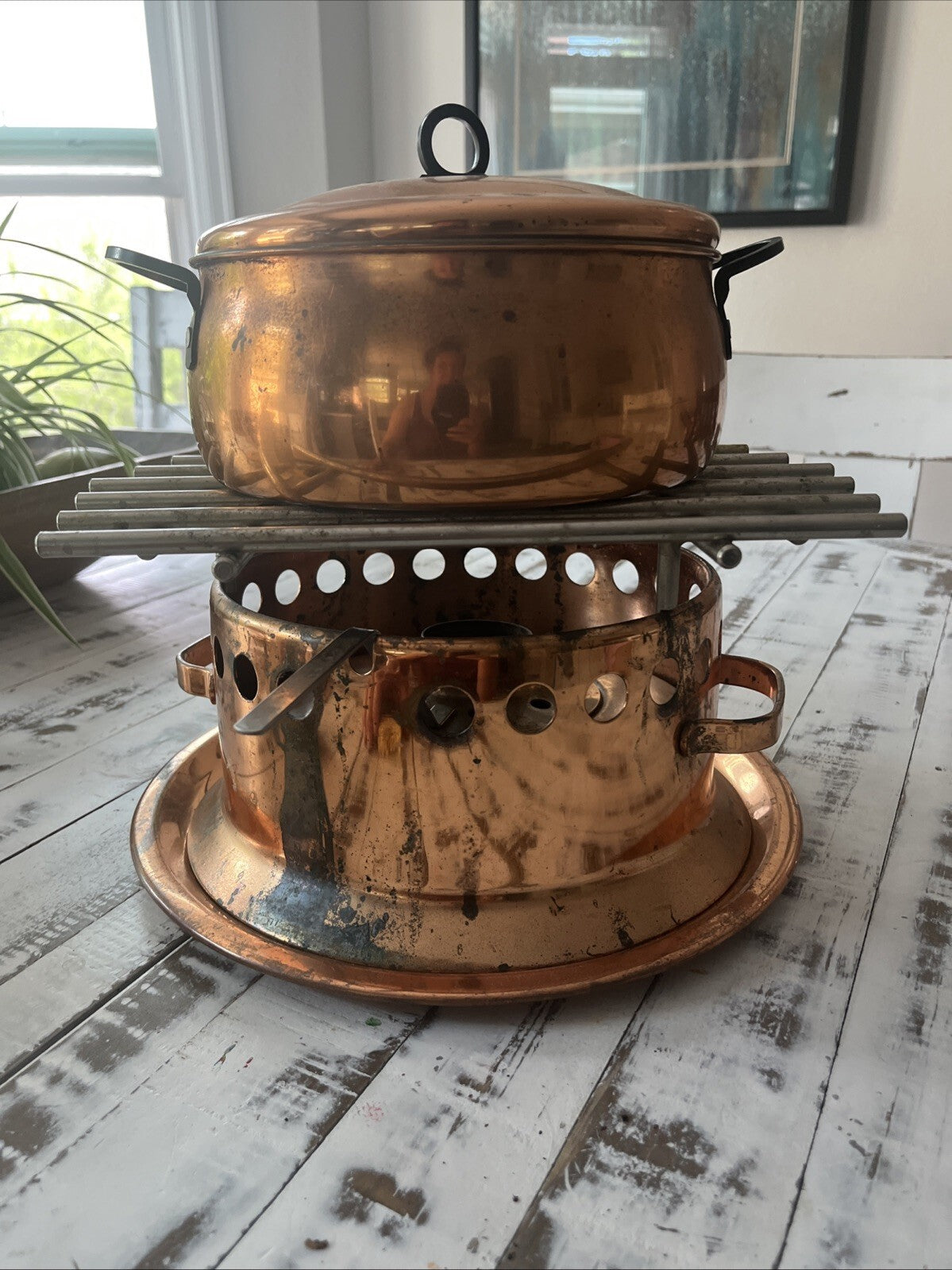 Spring Switzerland Copper Flambe. Missing Few Parts. Smll Dent