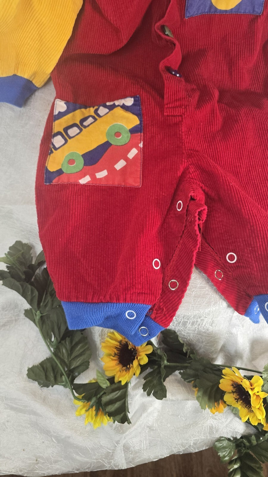 Vtg Kids Colorblock Bus Body Suit Multicolor sz 6-9 Month
