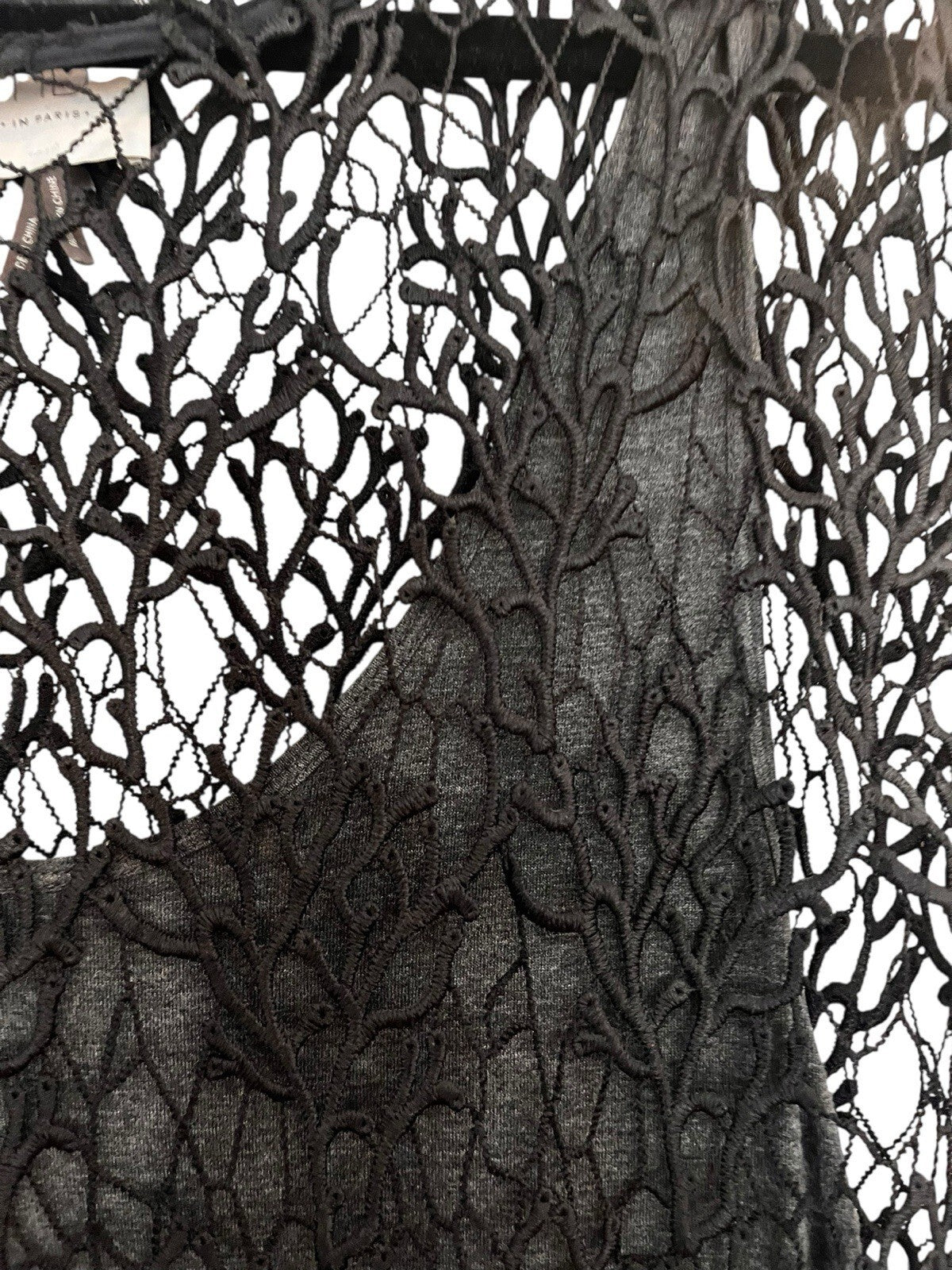 HD in Paris Anthropologie Black Sleeveless Lace Shift Mini Dress Size 12