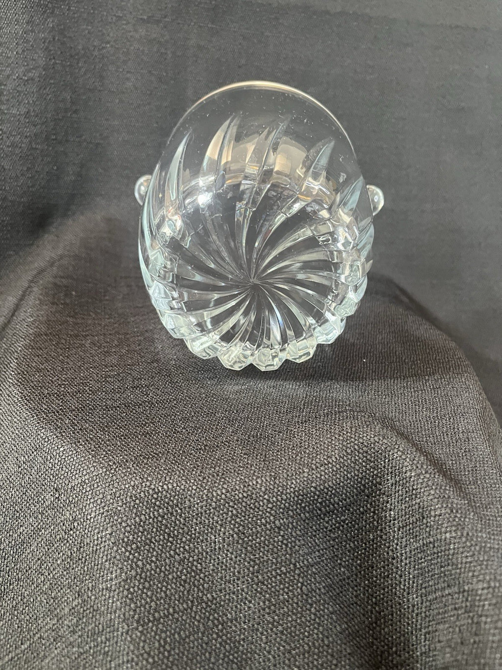 Vintage Mini 5” Cut Crystal Ice Bucket swirl pattern design party bar man cave