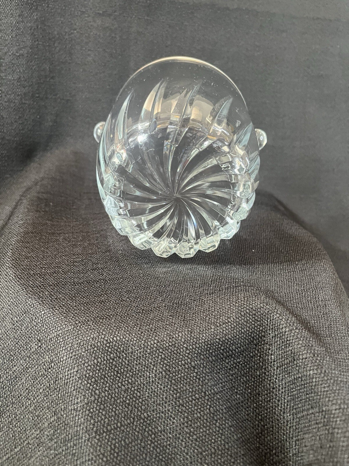 Vintage Mini 5” Cut Crystal Ice Bucket swirl pattern design party bar man cave