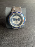 Blue Silver Tone Round Case Stainless Steel Band Watch 7.5 Inch ***Needs Battery