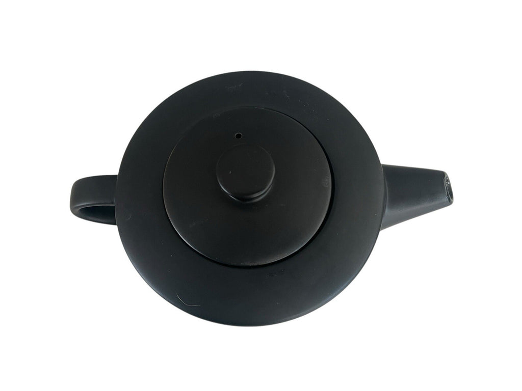 Project 62 Stoneware Teapot Solid Matte Black Modern Short Round Microwave Safe