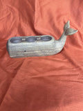 Distressed Wood Finish Resin Smiling Whale Three Hole Tealight Candle Holder