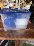 Clear Plastic Rectangular Container Set, Blue Snap Lids 17-32 oz
