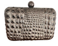 clutch Or Purse Knotted Clasp  in dark grey snakeskin