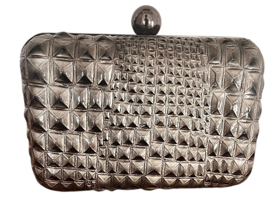 clutch Or Purse Knotted Clasp  in dark grey snakeskin