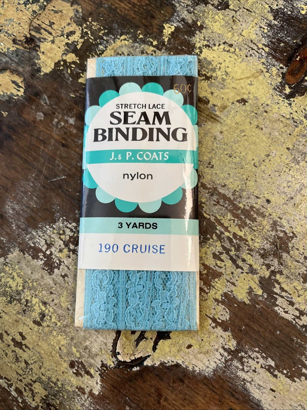 J & P Coats Stretch Seam Binding 3/4" wide 190 CRUISE BLUE .3 Yards VTG Some Opn