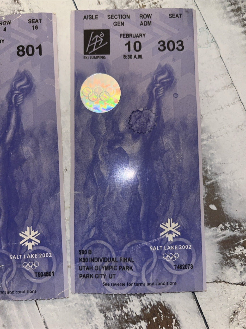 2002 Salt Lake Olympics Tickets. 4 Different Events. ***imperfections On Tickets
