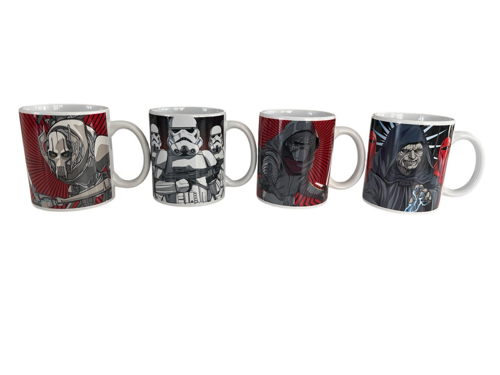 Star Wars Dark Side character mugs, Troopers, Kylo, Sidious,  Grievous 4 Cups