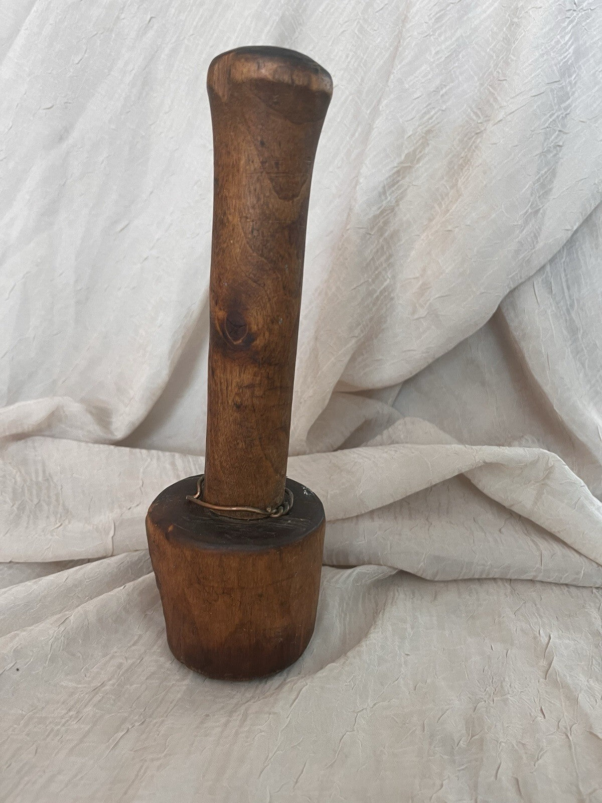 Antique Wooden Pestle Masher Farmhouse Kitchen 10.5 Tall Primitive Used Hard