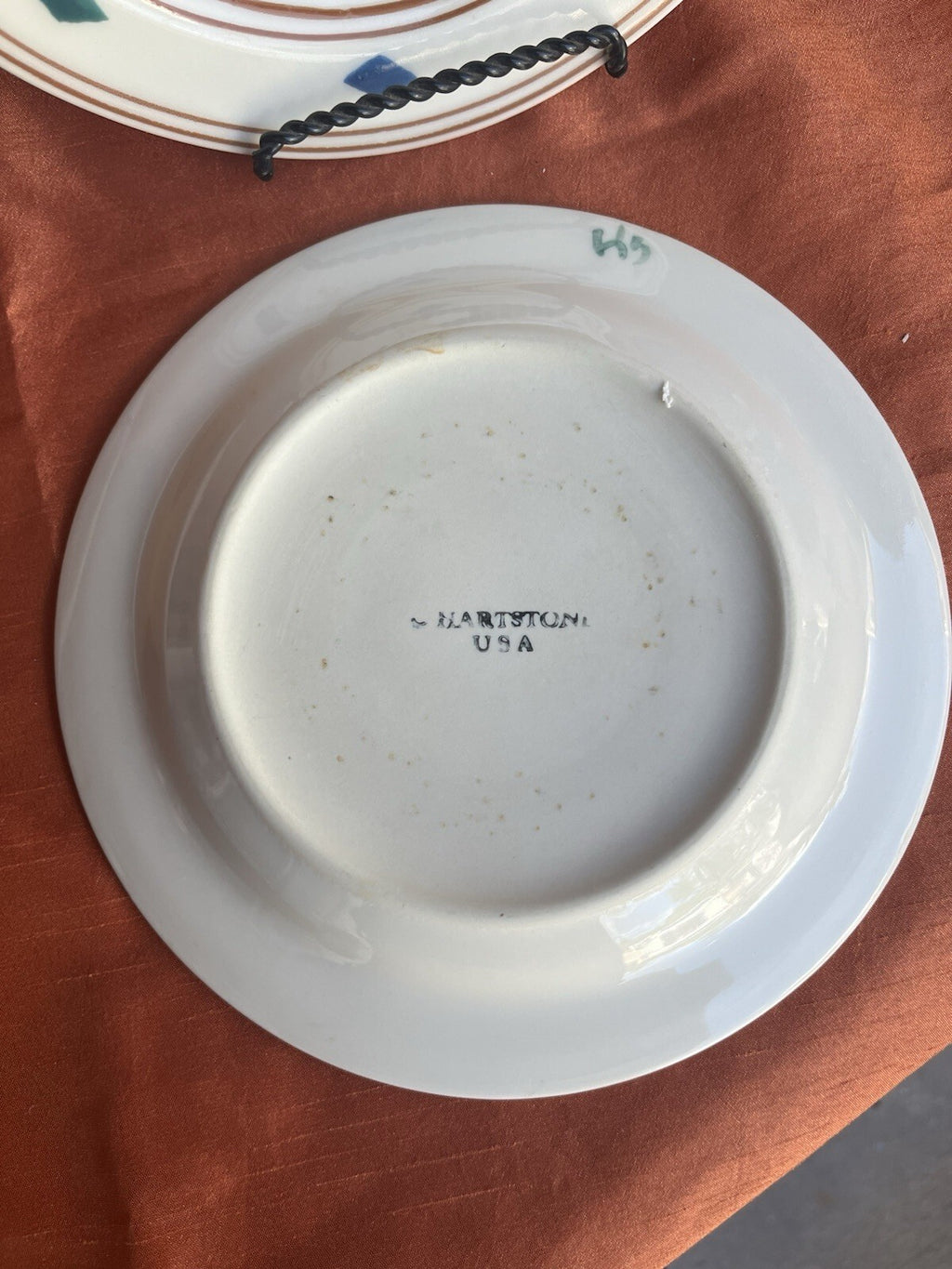 3 Salad Plate Cheyenne Hartstone Aztec Design USA Blue Green Red Diamond Shapes