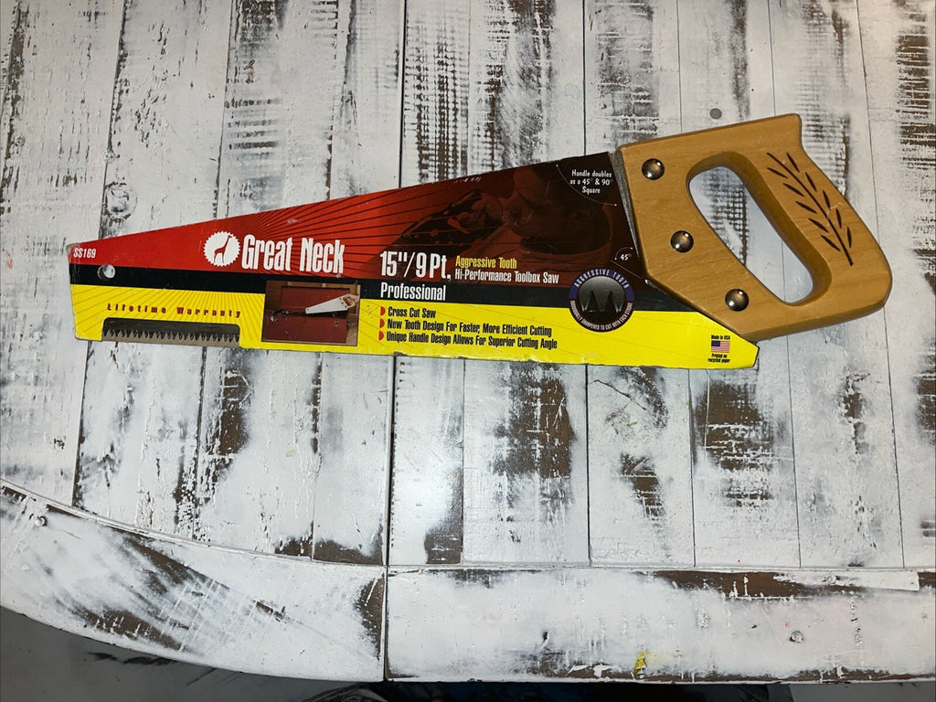 Vintage Great Neck Hand Saw Limited Edition 15” Wood Handle USA NEW!