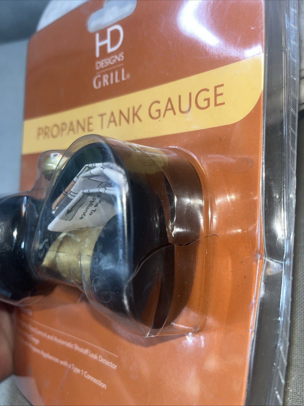 Propane Tank Gauge BBQ GRILL, Auto Shutoff Leak Detector NEW. Package Has Crack