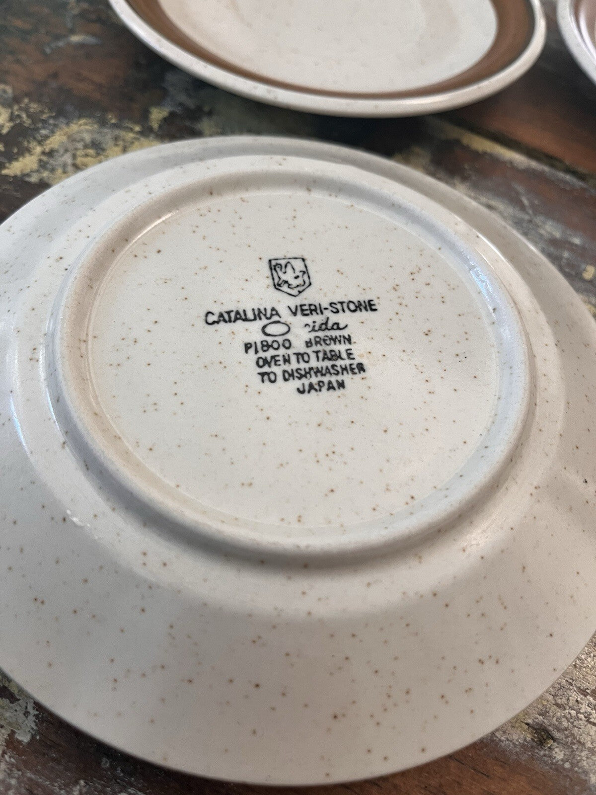 Oneida Veri-stone coffee saucer brown 6” P1800 Set Of 4
