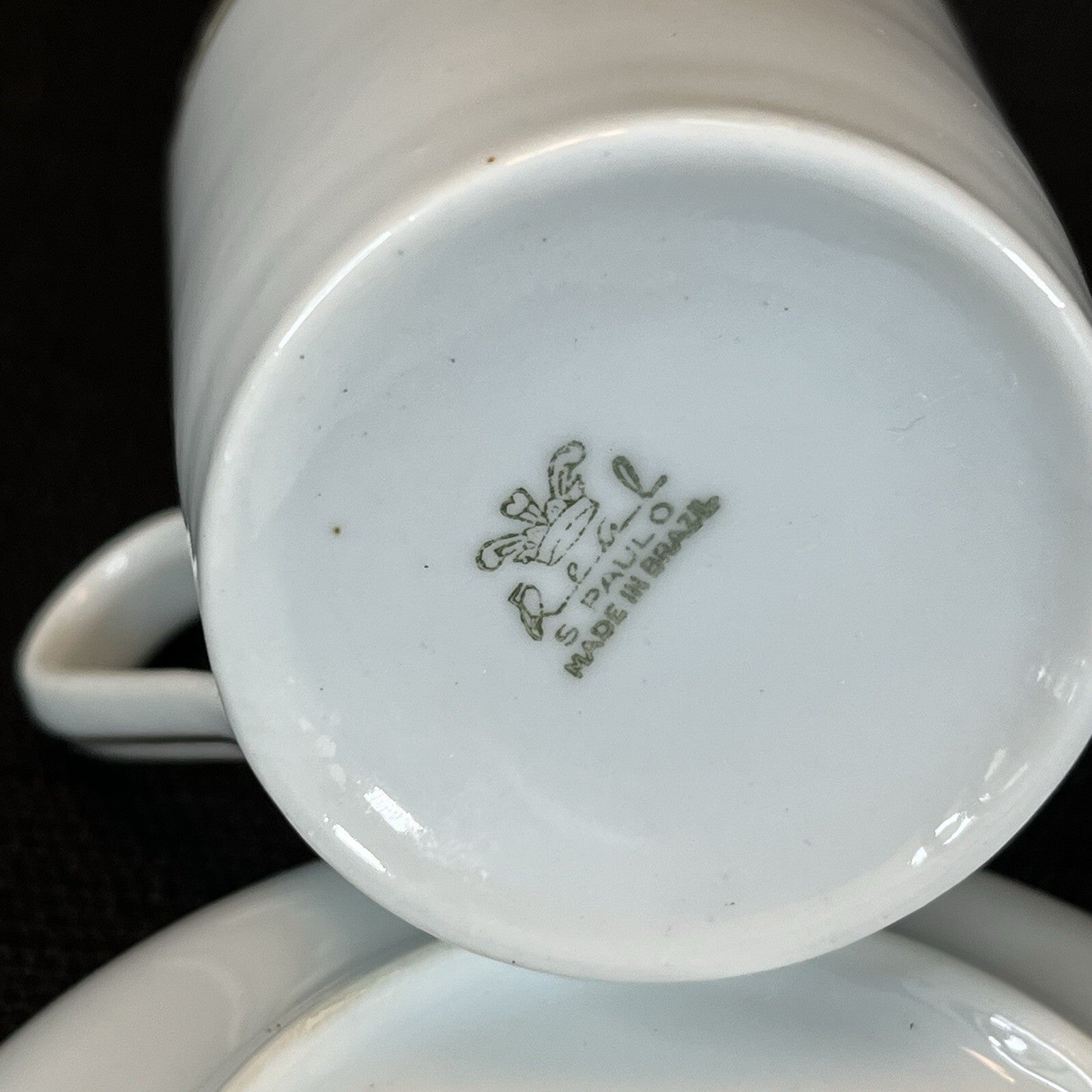 Vintage  S. Paulo Demitasse Espresso Cup And Saucer Brazil WHITE/GOLD