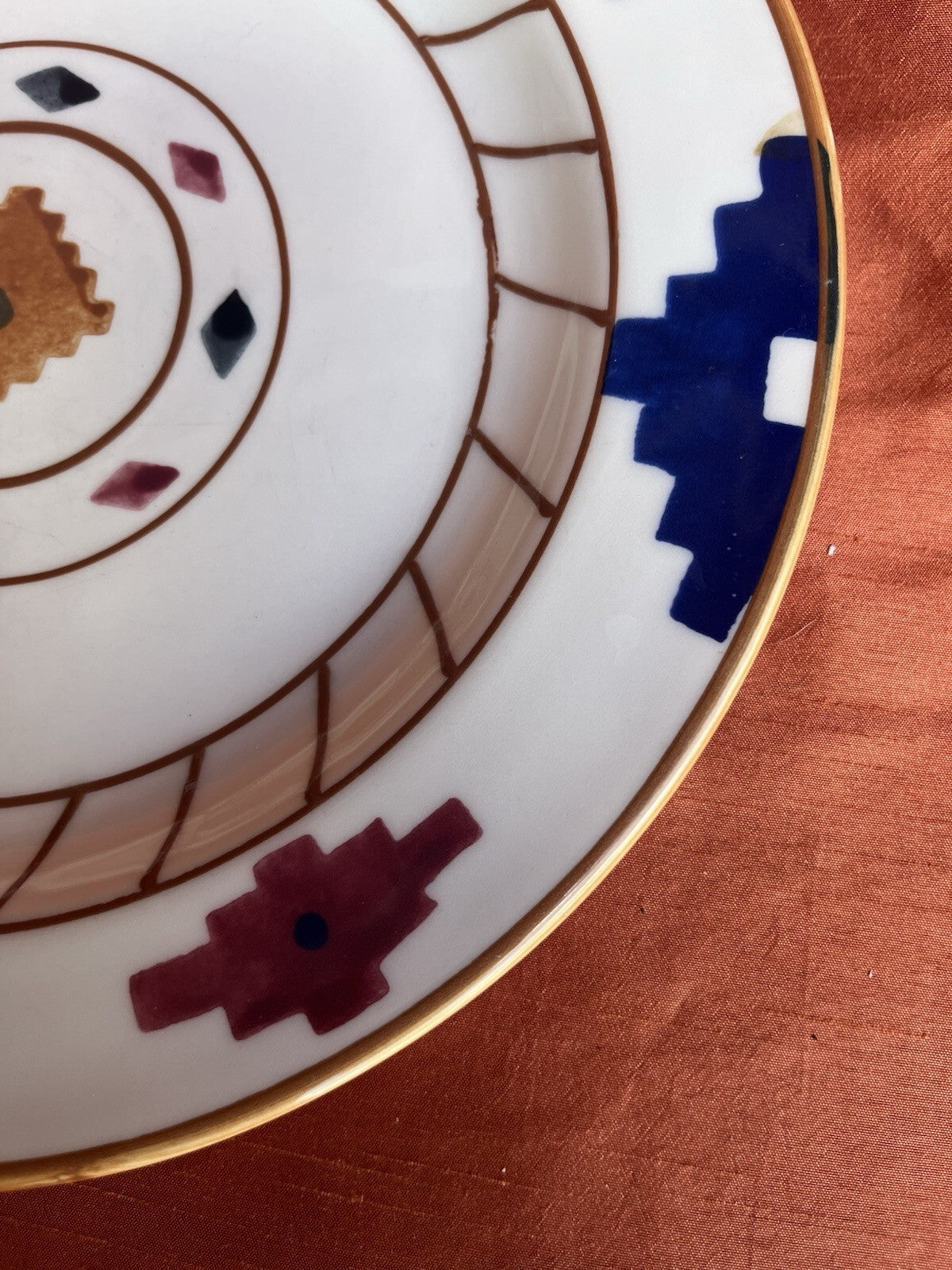 6 HARTSTONE USA "CHEYENNE" 11 1/4" DINNER PLATES HAND PAINTED. ****Some Fading