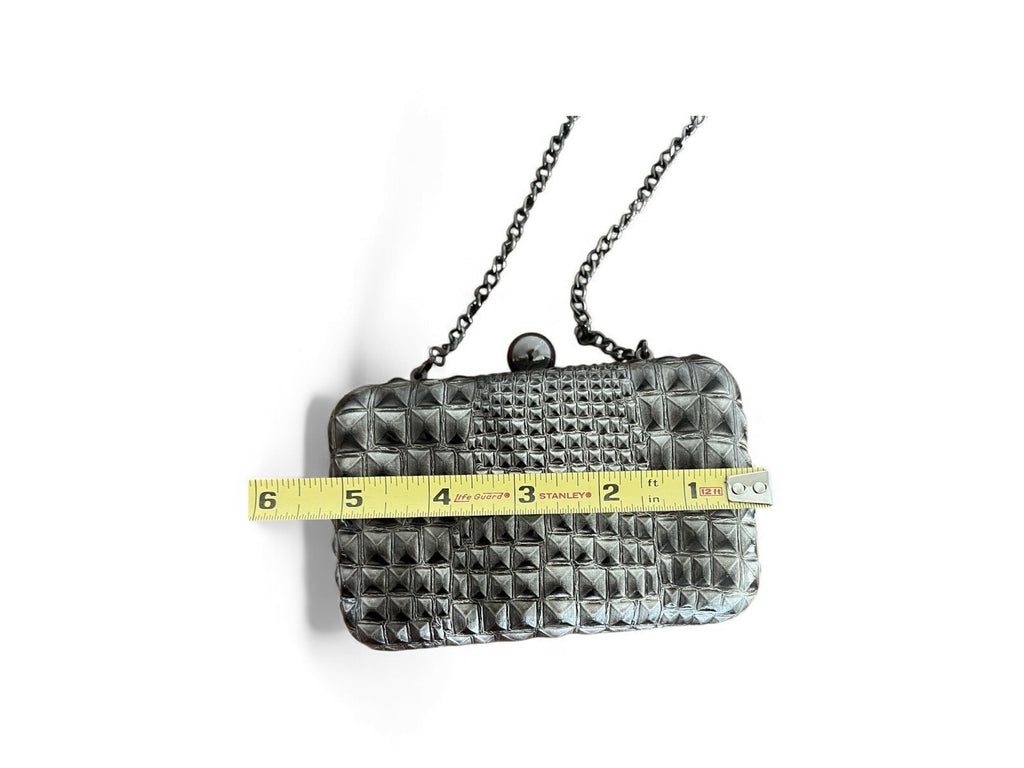 clutch Or Purse Knotted Clasp  in dark grey snakeskin