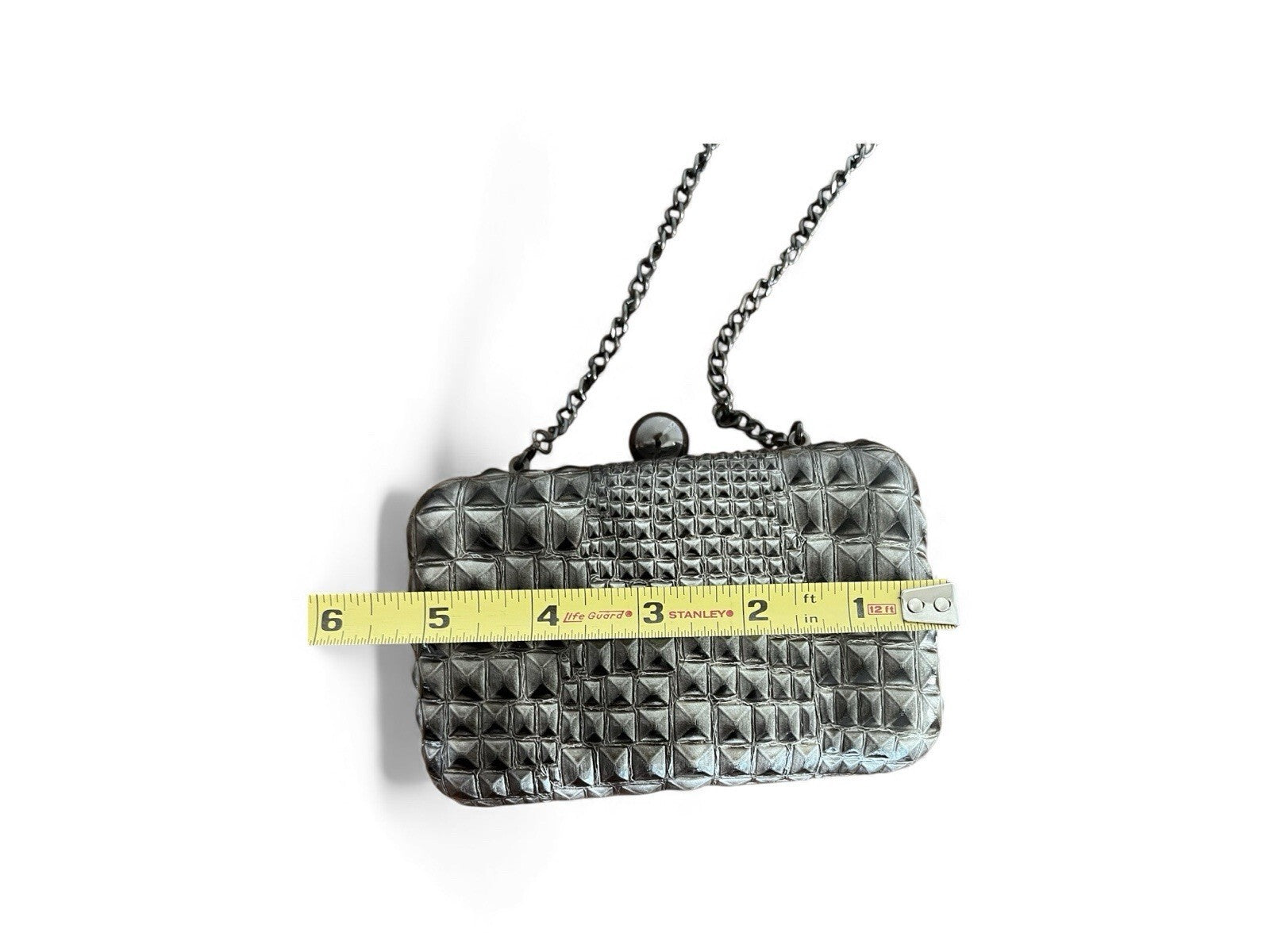 clutch Or Purse Knotted Clasp  in dark grey snakeskin