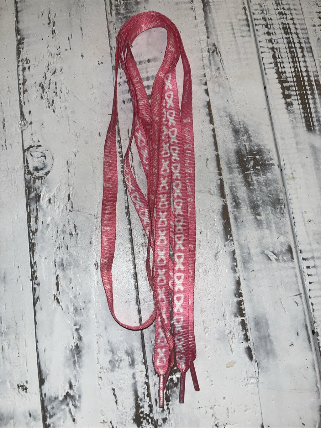 pair of pink ribbon breast cancer awareness shoelaces💝🎀