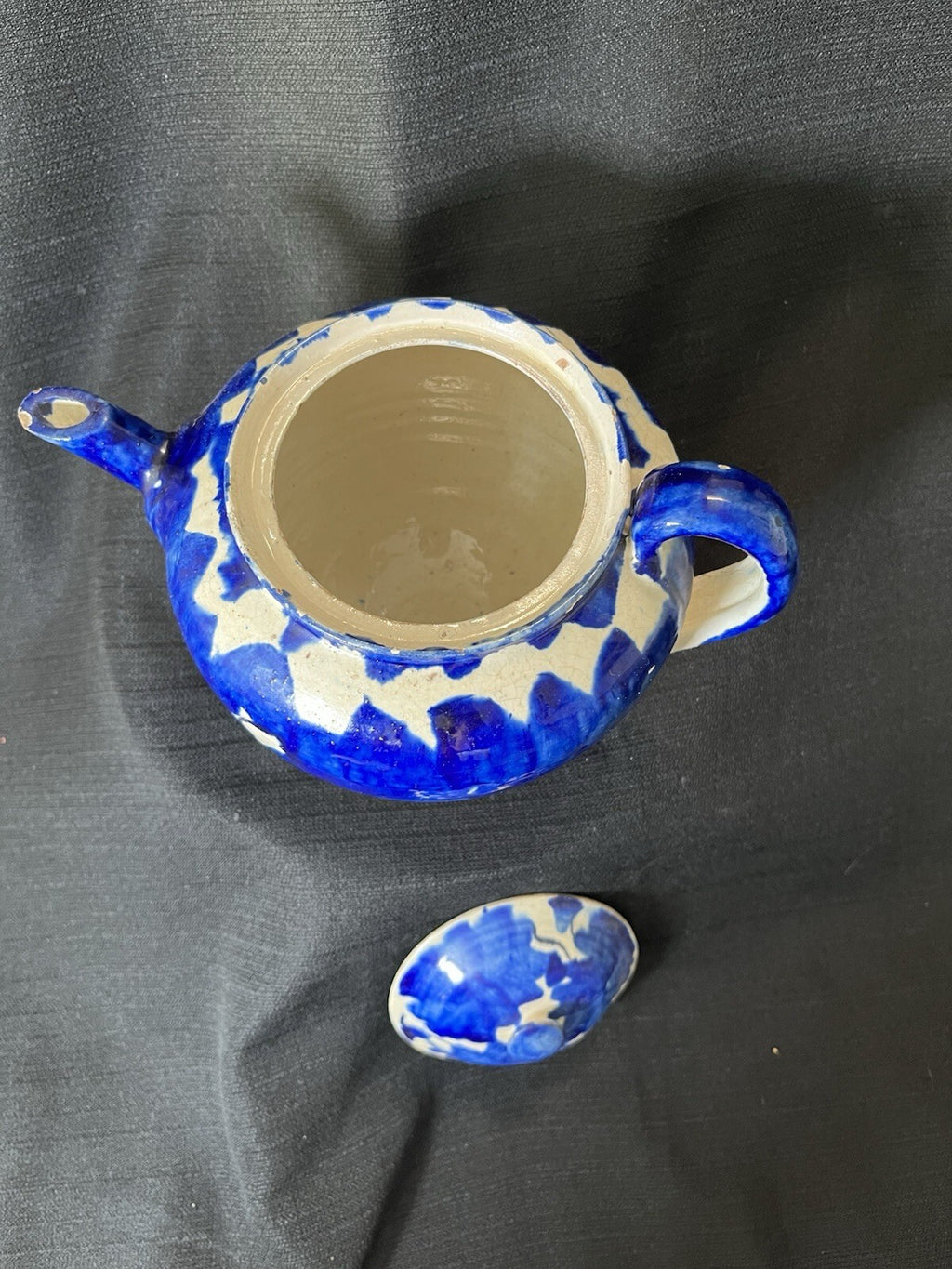 vintage studio art pottery teapot made of stoneware. ***chips In Pics **