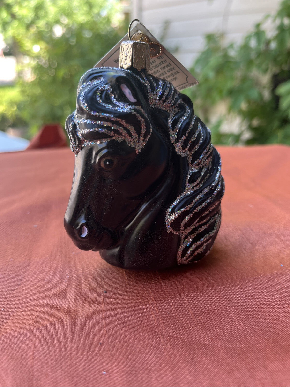 Horse Ornament Black Stallion Beauty Glass Old World Christmas Equestrian NWT
