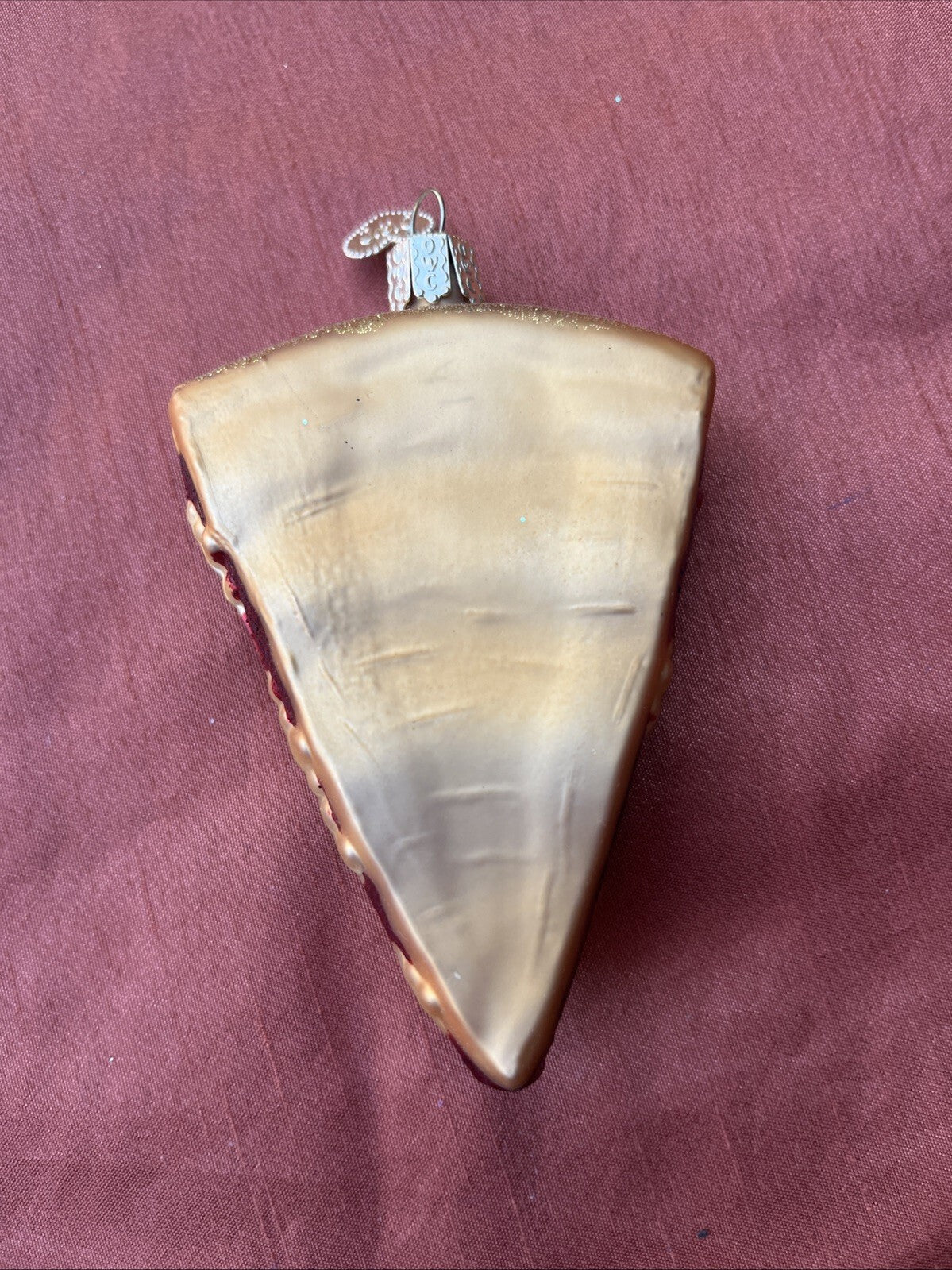 Pepperoni Pizza Slice Glass Ornament Old World Christmas Glitter 2003