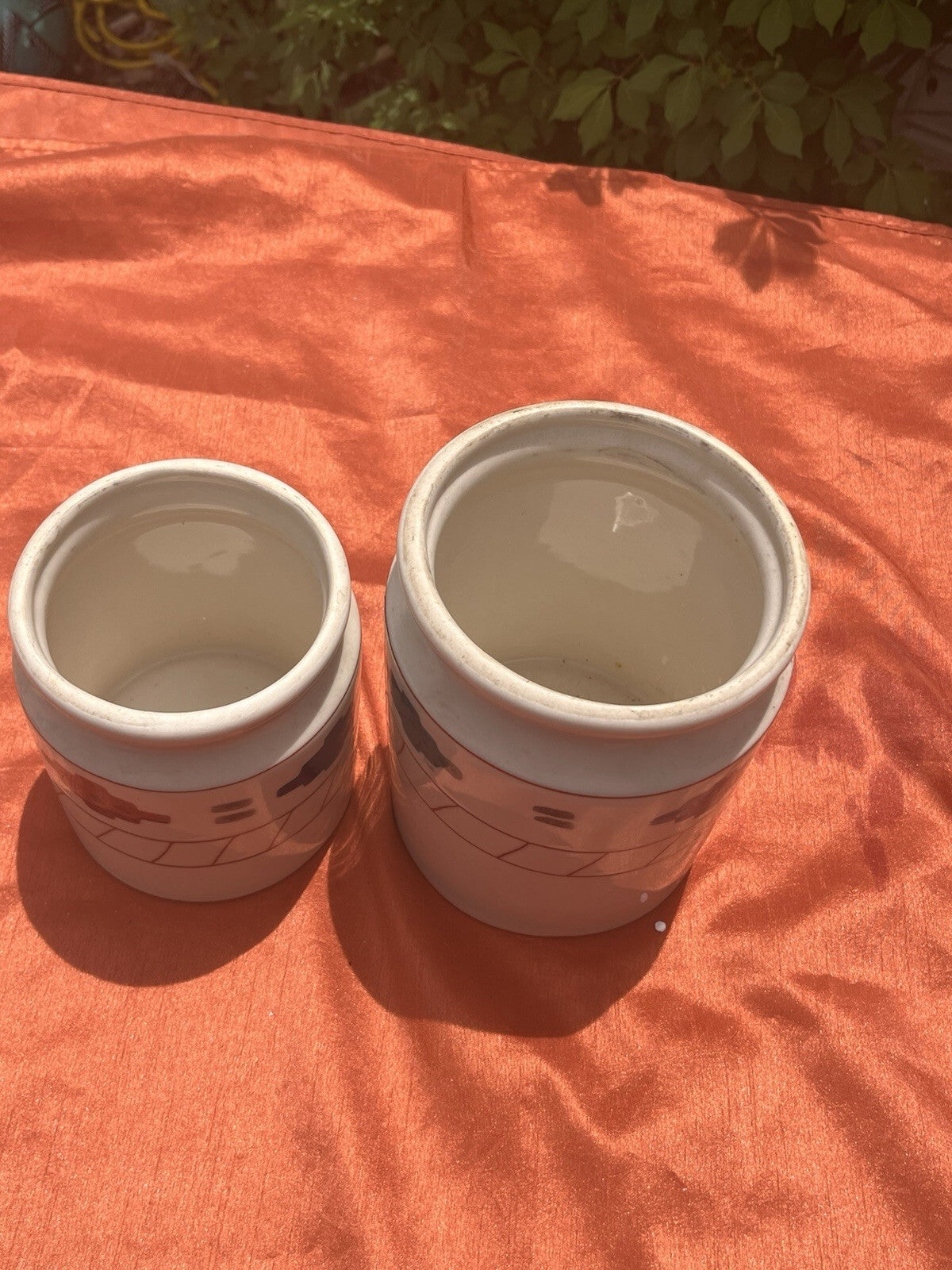 Hartstone USA 1983 Canister Set No Lids Cheyenne Print 2 Canisters