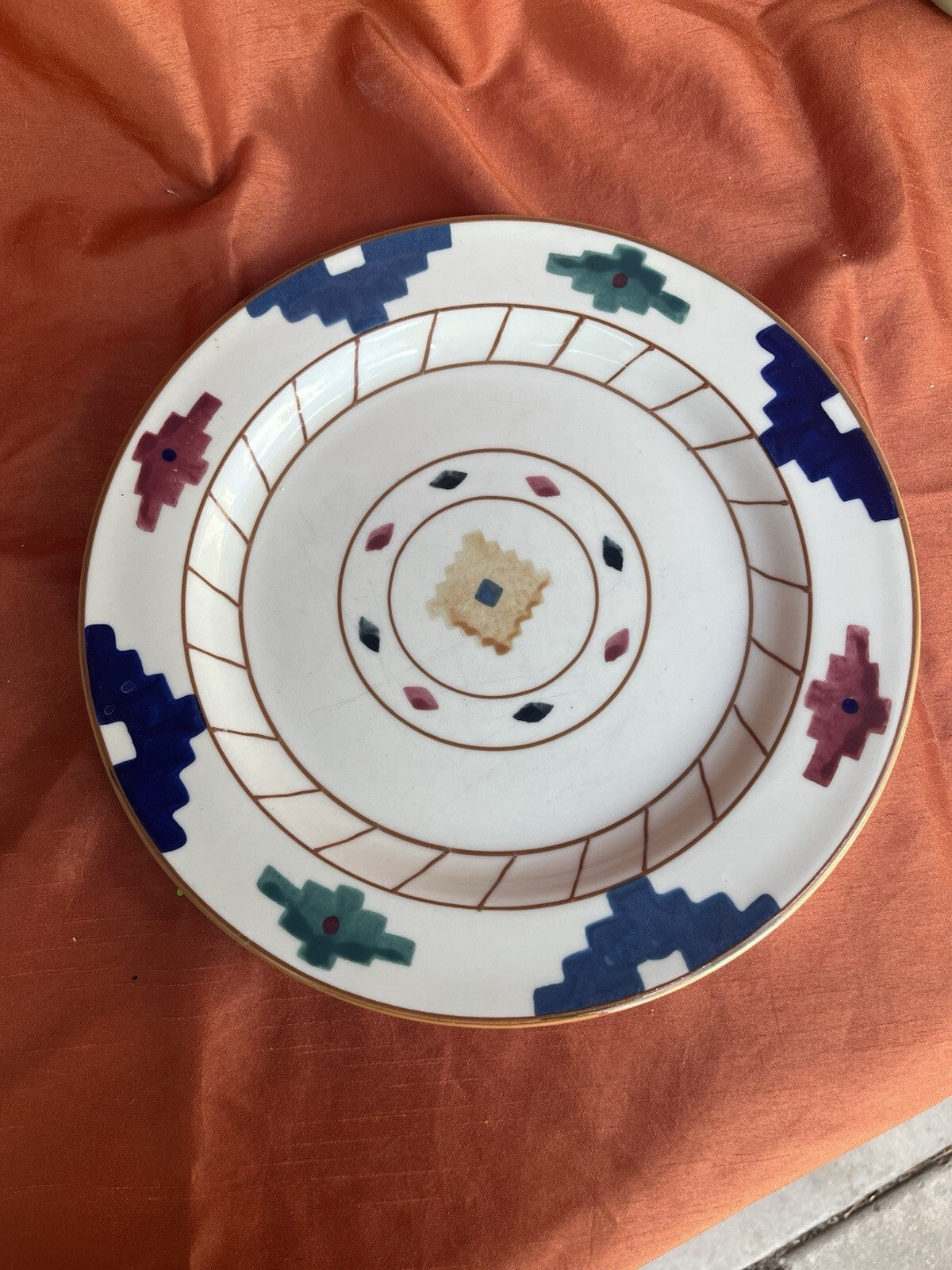 6 HARTSTONE USA "CHEYENNE" 11 1/4" DINNER PLATES HAND PAINTED. ****Some Fading