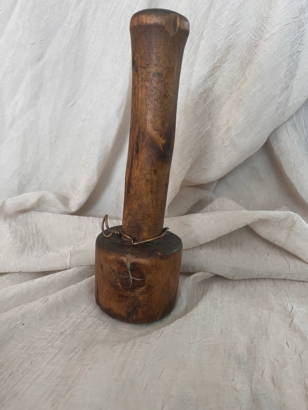 Antique Wooden Pestle Masher Farmhouse Kitchen 10.5 Tall Primitive Used Hard