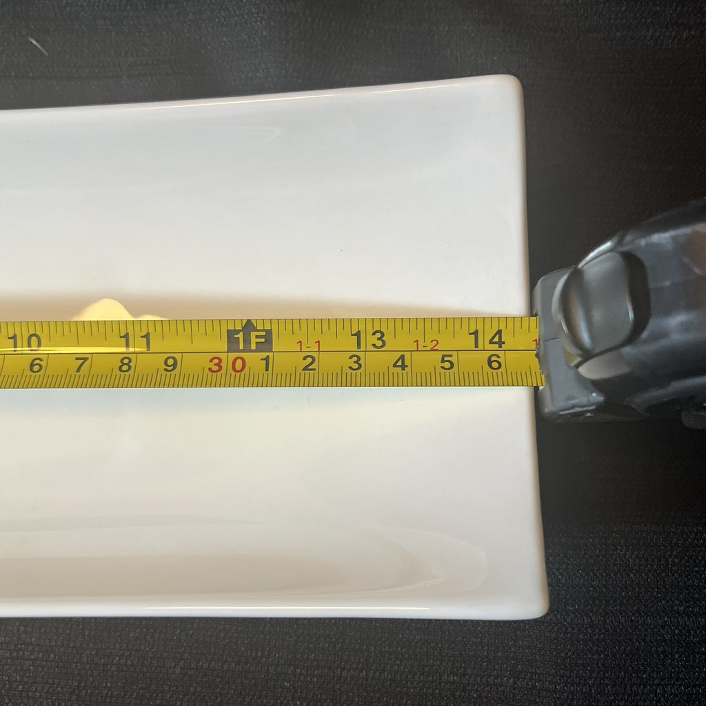Sushi Curved Tray White 14” X 7.75” Red Vanilla Set Of 2