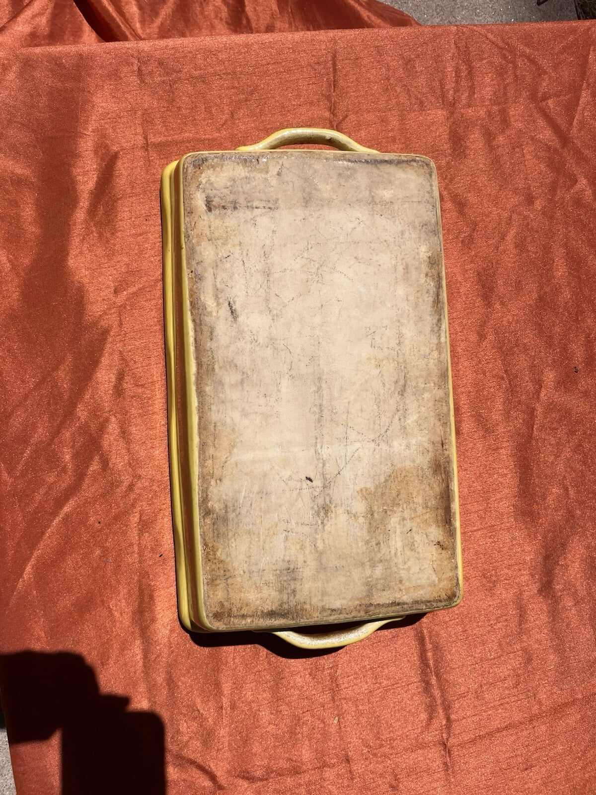 Sunshine Yellow Glazed Ceramic Rectangular Baker Casserole Dish 15x19 Ceramic